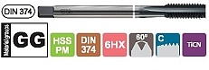 GWINTOWNIK DIN-374 B M 8X1 HSS PM TiCN GG