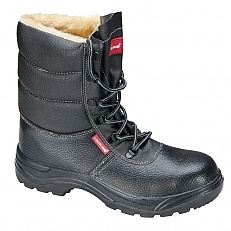 Trzewiki ocieplane bezpieczne wysokie, skórzane czarne 39