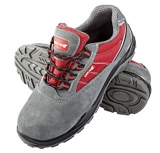 Półbuty bezpieczne zamszowe szaro-czerw. 39