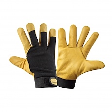 Rękawice ocieplane ze skóry koziej brązowo-czarne 8[M]